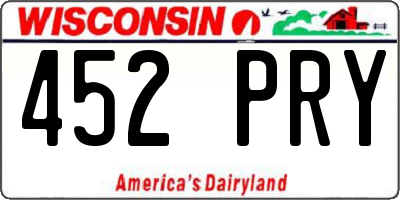 WI license plate 452PRY
