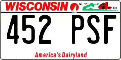 WI license plate 452PSF