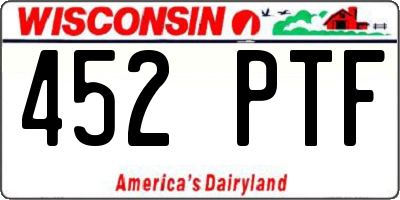WI license plate 452PTF