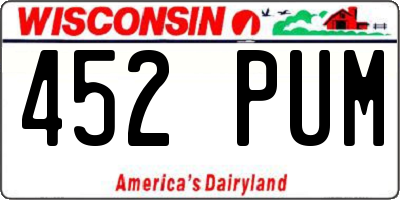 WI license plate 452PUM