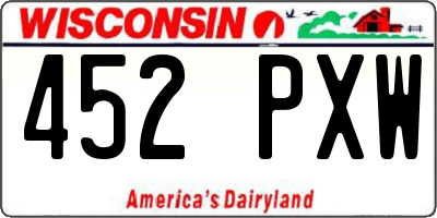 WI license plate 452PXW