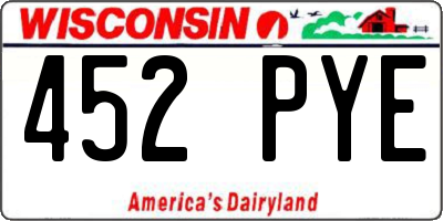 WI license plate 452PYE