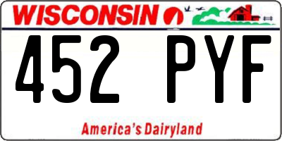 WI license plate 452PYF