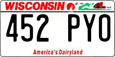 WI license plate 452PYO