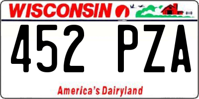 WI license plate 452PZA