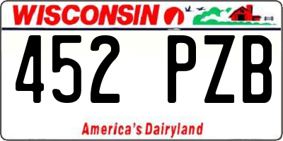 WI license plate 452PZB