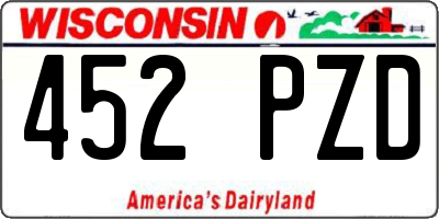 WI license plate 452PZD