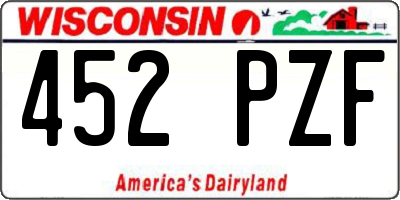 WI license plate 452PZF