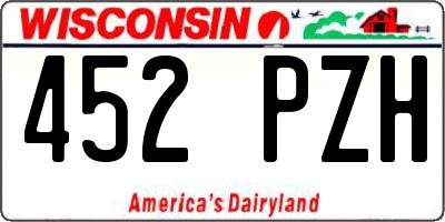 WI license plate 452PZH