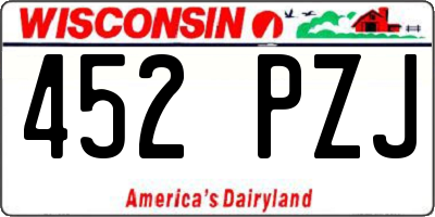 WI license plate 452PZJ