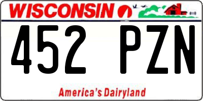 WI license plate 452PZN