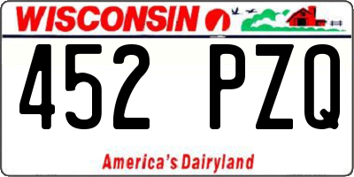 WI license plate 452PZQ