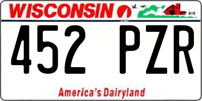 WI license plate 452PZR