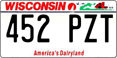 WI license plate 452PZT