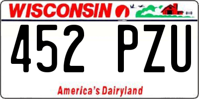 WI license plate 452PZU