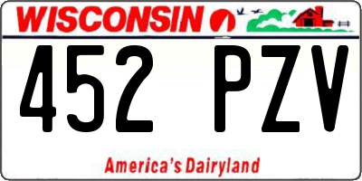 WI license plate 452PZV