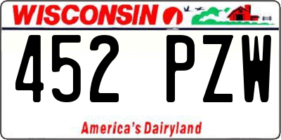 WI license plate 452PZW