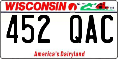 WI license plate 452QAC