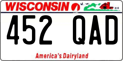 WI license plate 452QAD