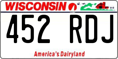WI license plate 452RDJ