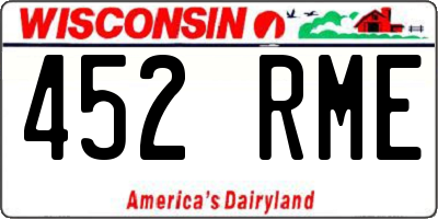 WI license plate 452RME