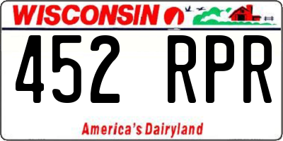 WI license plate 452RPR