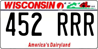 WI license plate 452RRR