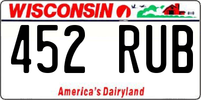 WI license plate 452RUB