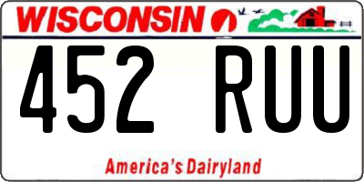 WI license plate 452RUU