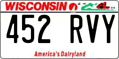 WI license plate 452RVY