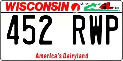 WI license plate 452RWP
