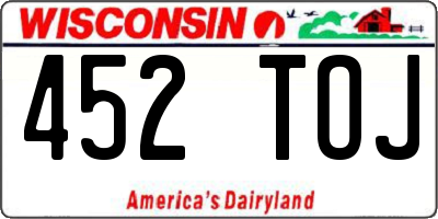 WI license plate 452TOJ