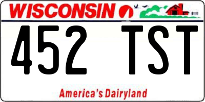 WI license plate 452TST