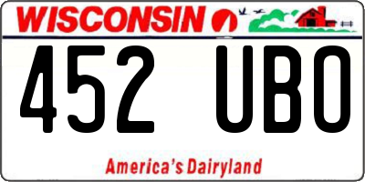 WI license plate 452UBO