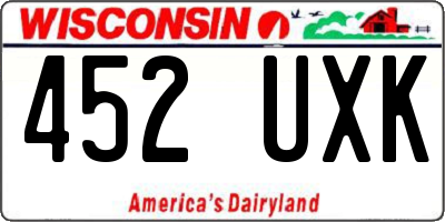 WI license plate 452UXK