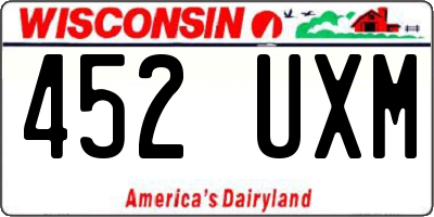 WI license plate 452UXM