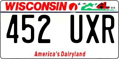 WI license plate 452UXR