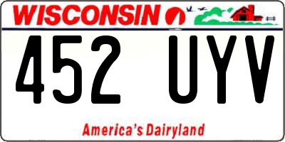 WI license plate 452UYV