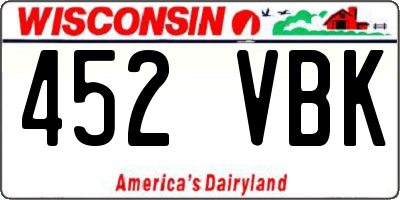 WI license plate 452VBK