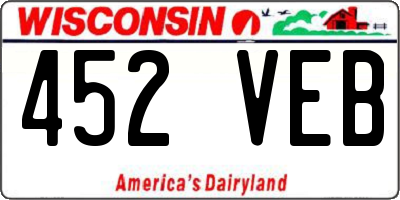 WI license plate 452VEB