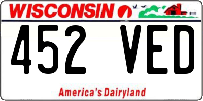 WI license plate 452VED