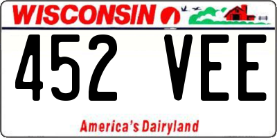 WI license plate 452VEE