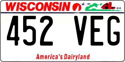 WI license plate 452VEG