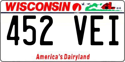 WI license plate 452VEI