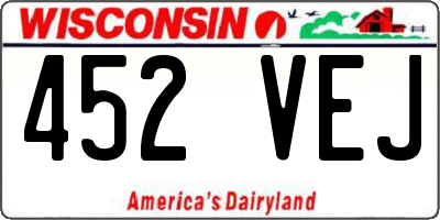 WI license plate 452VEJ