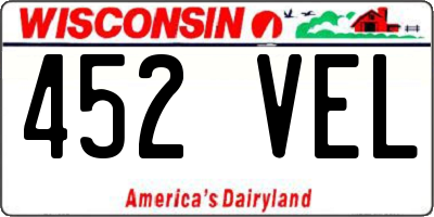 WI license plate 452VEL