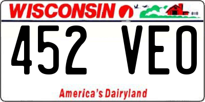 WI license plate 452VEO