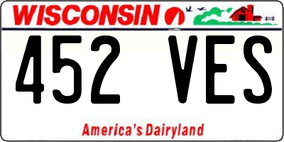 WI license plate 452VES