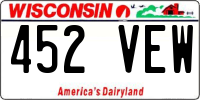 WI license plate 452VEW