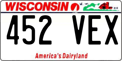 WI license plate 452VEX